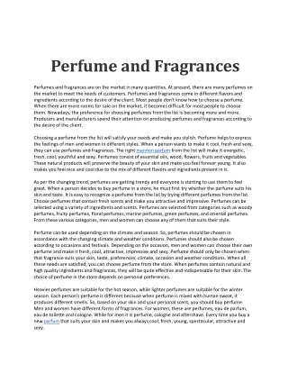 Perfume and Fragrances
