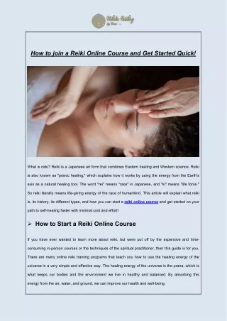 How to join a Reiki Online Course and Get Started Quick