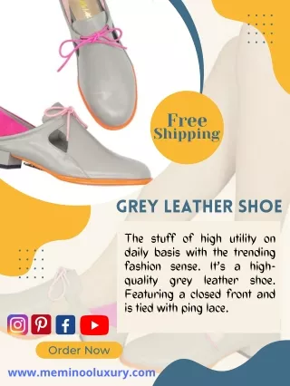 Best Daily Fashion Basis Grey Leather Shoe For Women – Meminooluxury