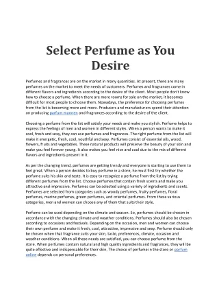Select Perfume as You Desire