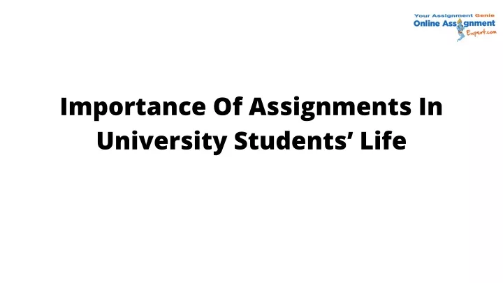 importance of assignments in university students