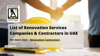 List of Renovation Services Companies & Contractors in UAE