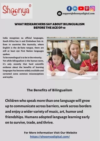 What researchers say about bilingualism before the age of 10
