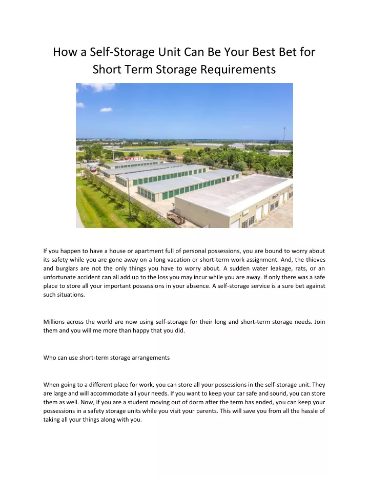 how a self storage unit can be your best
