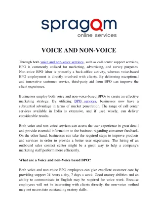 Voice and Non-Voice Process  - Spragom