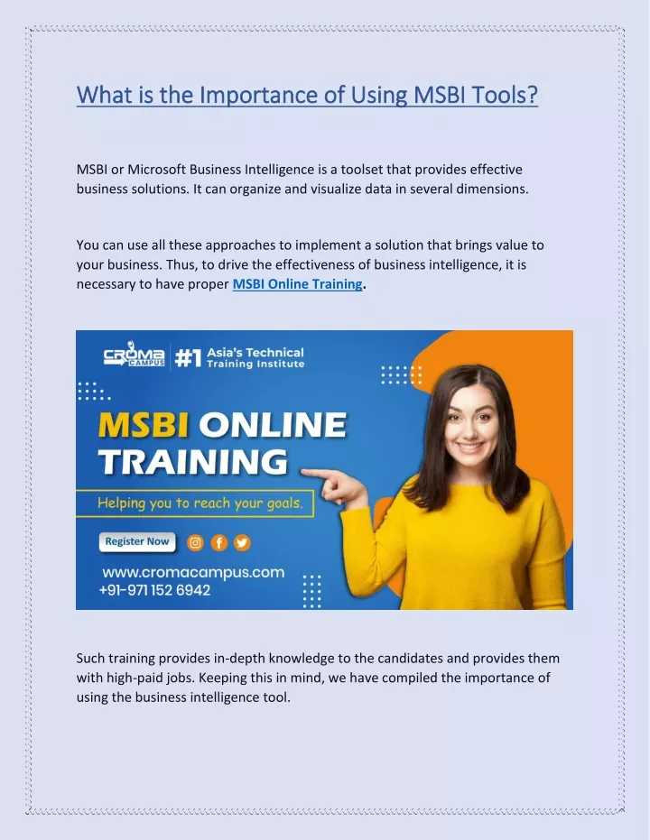 what is the importance of using msbi tools what