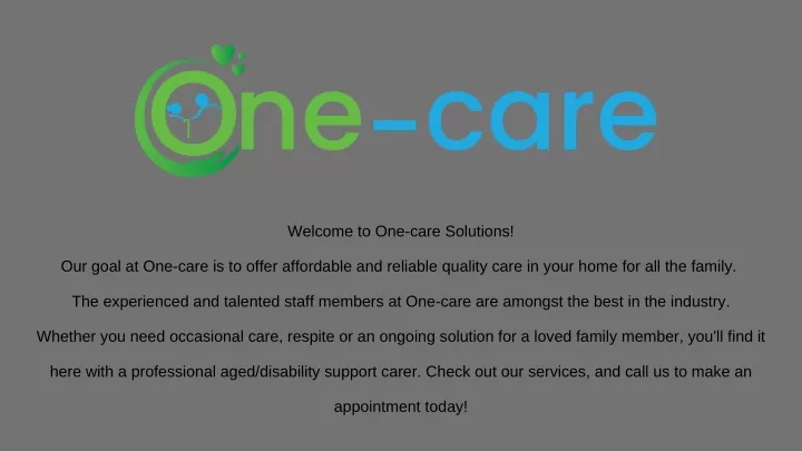 welcome to one care solutions