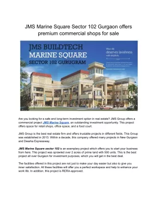 JMS Marine Square sector 102 Gurgon