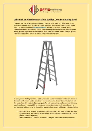 why pick an aluminum scaffold ladder over