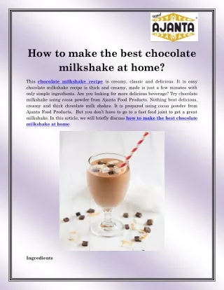 how to make the best chocolate milkshake at home