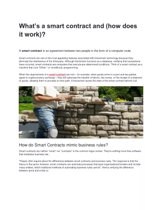 What’s a smart contract and (how does it work)
