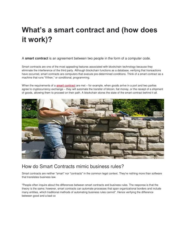 what s a smart contract and how does it work