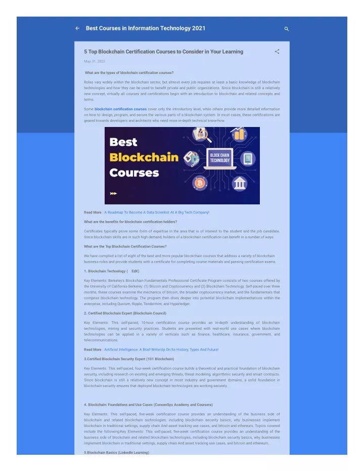 best courses in information technology 2021