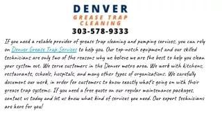 Grease Trap Cleaning Denver CO