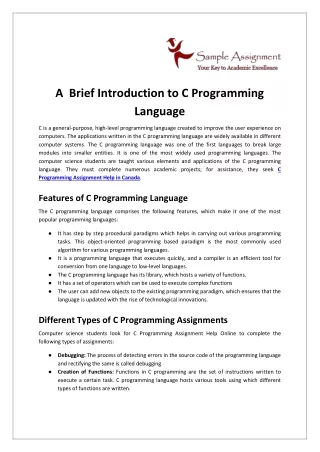 a brief introduction to c programming language