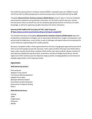 the market for advanced driver assistance systems