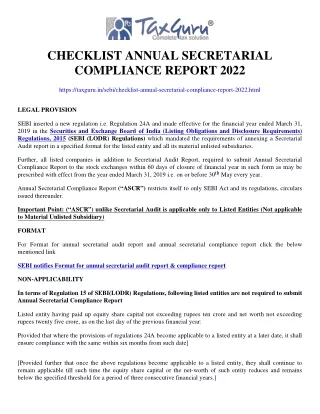 checklist annual secretarial compliance report