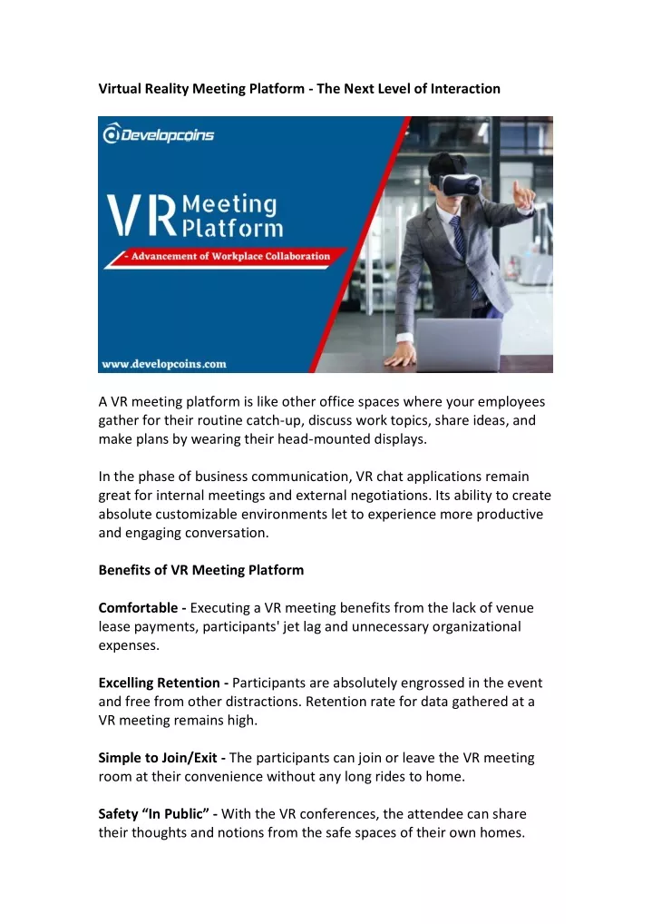 virtual reality meeting platform the next level