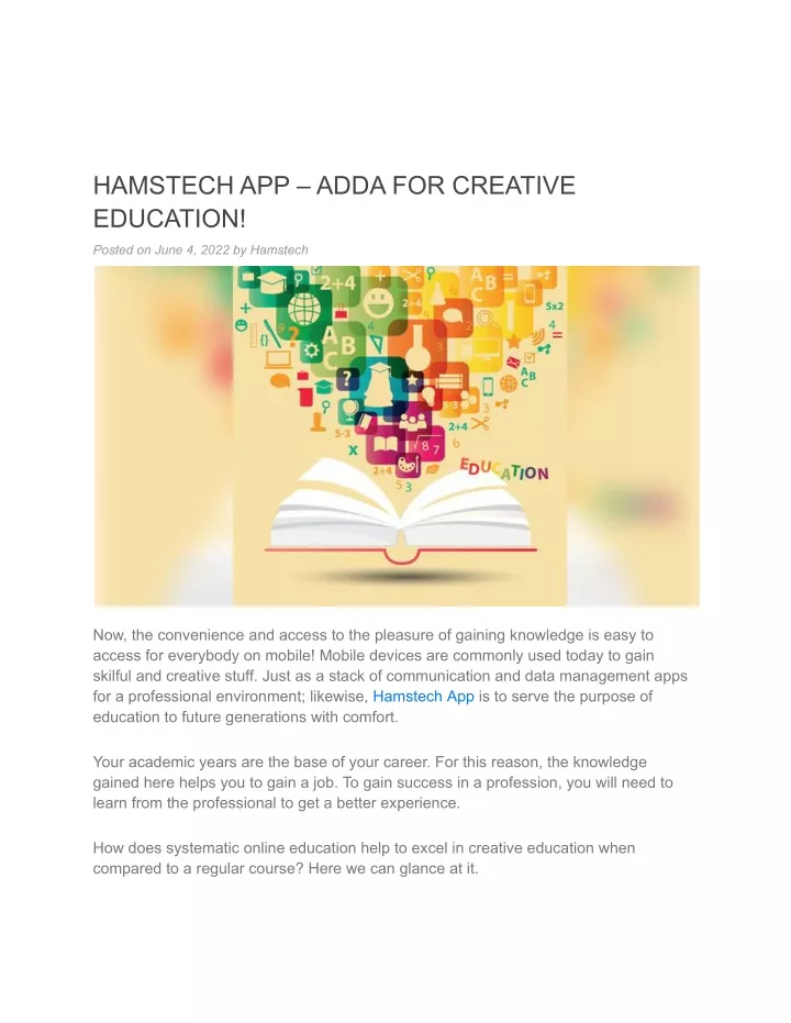 hamstech app adda for creative education