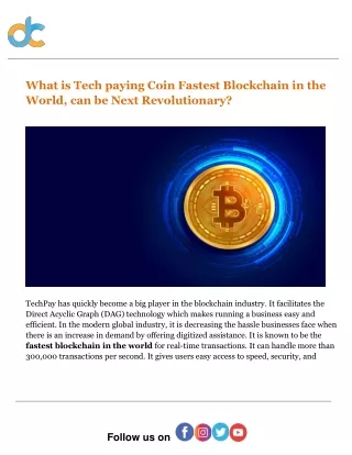 What is Techpay Coin Fastest Blockchain in the World, Can be Next Revolutionary