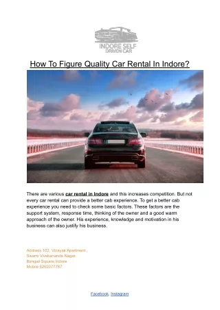 How To Figure Quality Car Rental In Indore