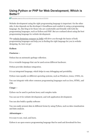 using python or php for web development which