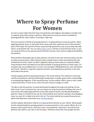 Where to Spray Perfume For Women