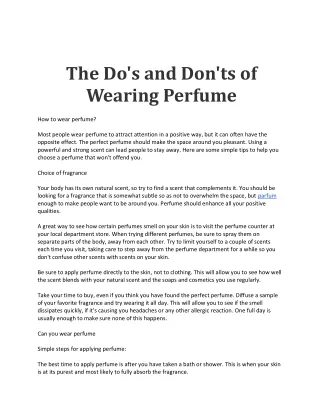 The Do's and Don'ts of Wearing Perfume