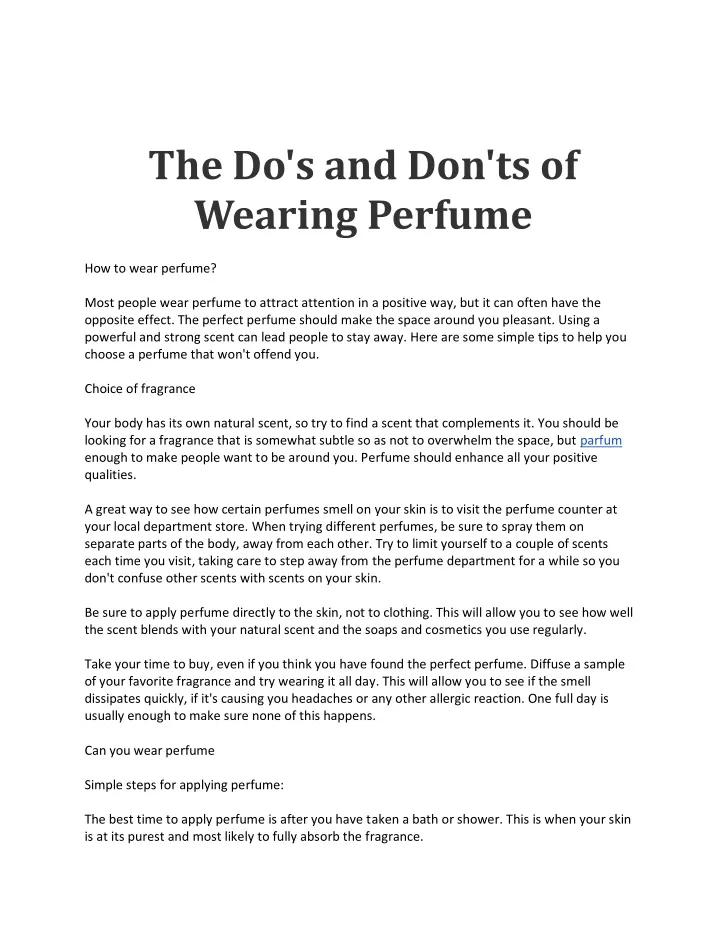 the do s and don ts of wearing perfume