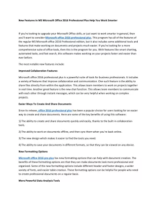 new features in ms microsoft office 2016