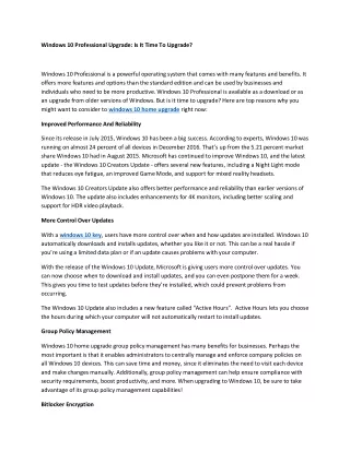 windows 10 professional upgrade is it time