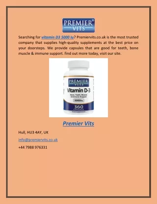 Vitamins D3 5000 Iu  Premiervits.co.uk