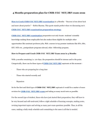 4 months preparation plan for csir