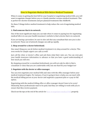 How to Negotiate Medical Bills Before Medical Treatment