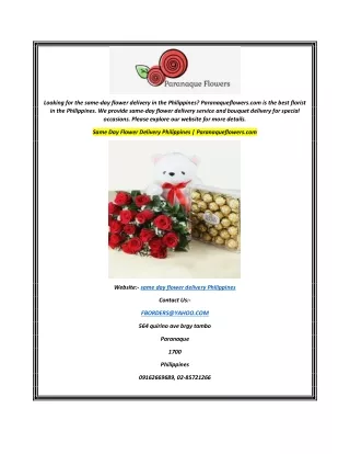 Same Day Flower Delivery Philippines  Paranaqueflowers.com