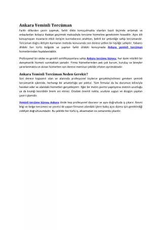 ankara yeminli terc man farkl dillerden eviri