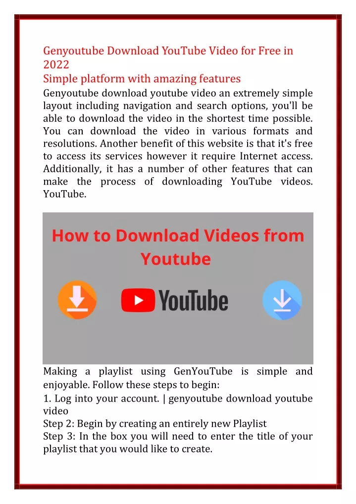 genyoutube download youtube video for free