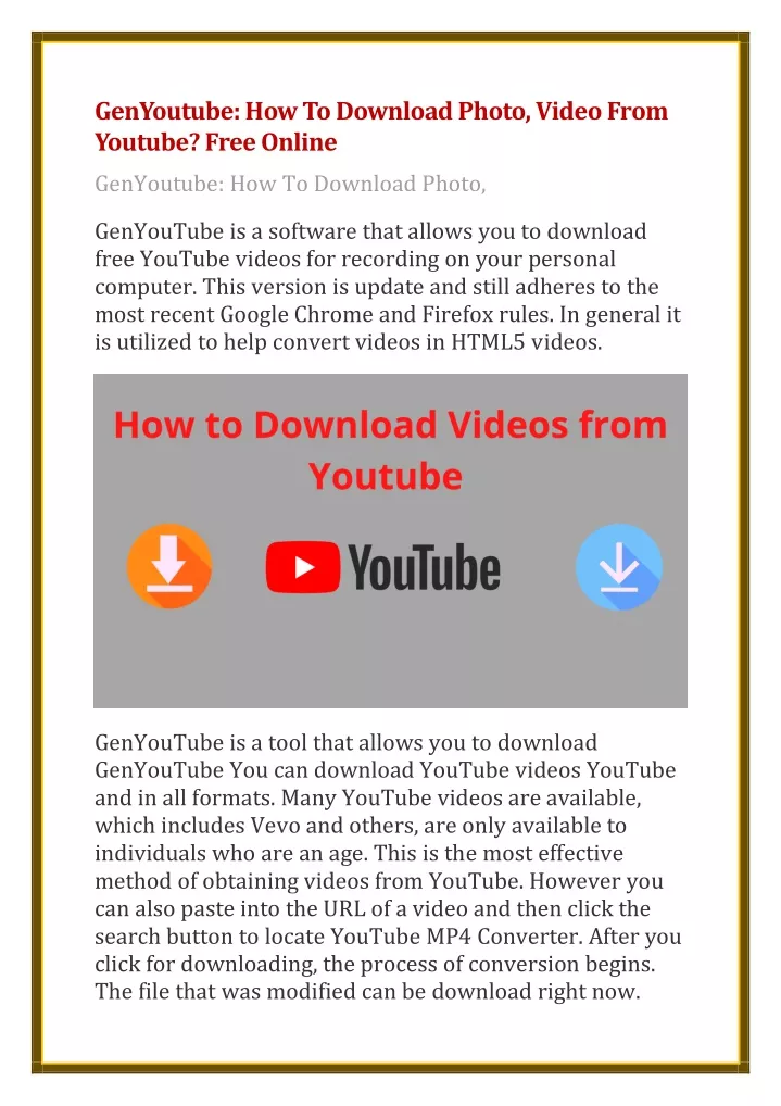 genyoutube how to download photo video from