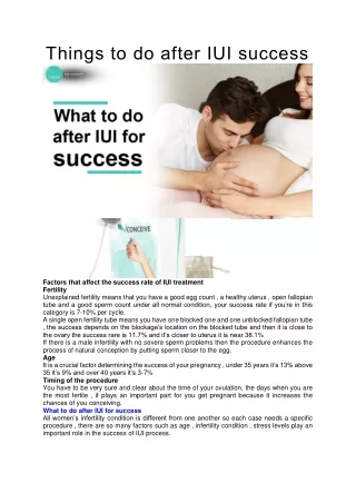 Things to do after IUI success