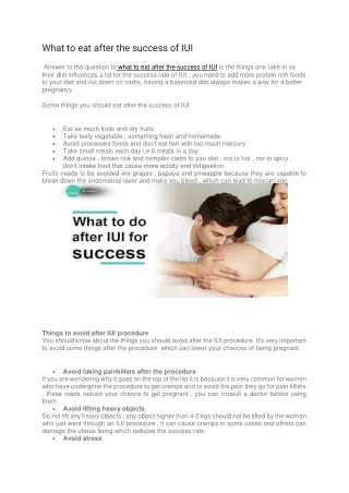 What to eat after the success of IUI