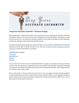 Long Grove Accurate Locksmith – Directory Listings