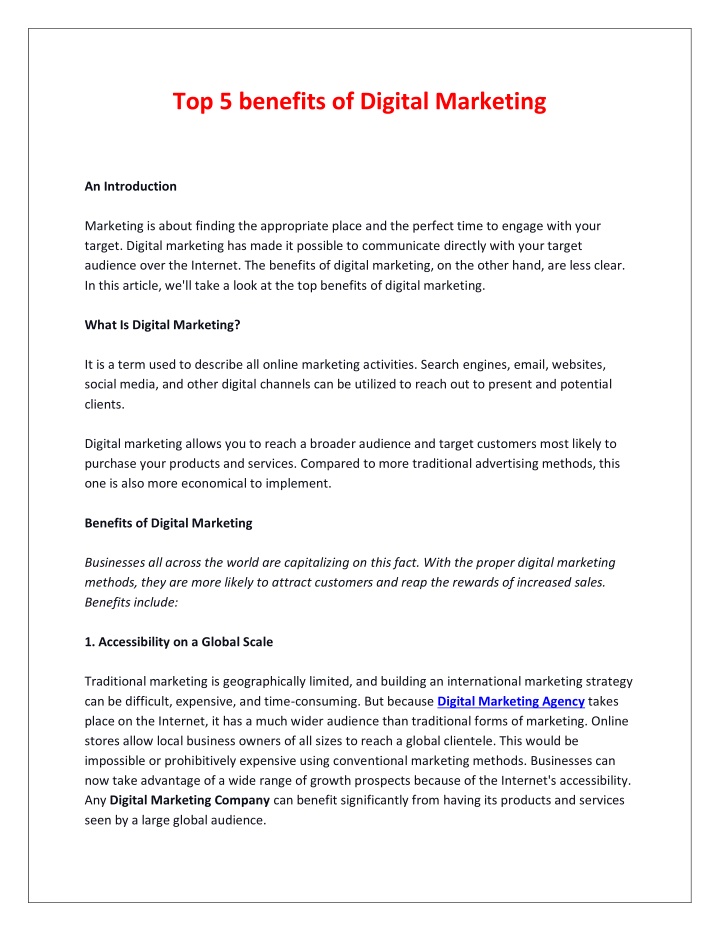 top 5 benefits of digital marketing