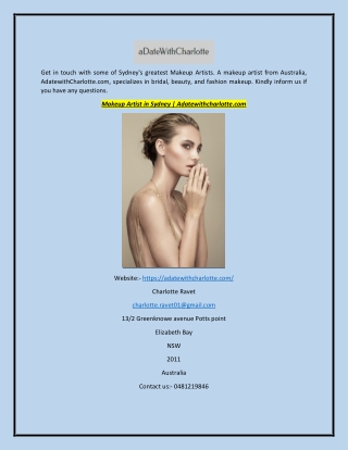 Makeup Artist in Sydney | Adatewithcharlotte.com