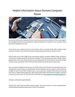 Helpful Information About Remote Computer Repair