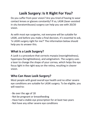 Lasik Surgery_ Is It Right For You
