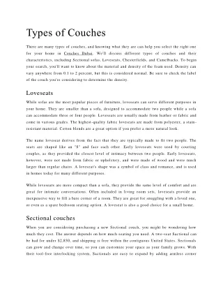 Types of Couches