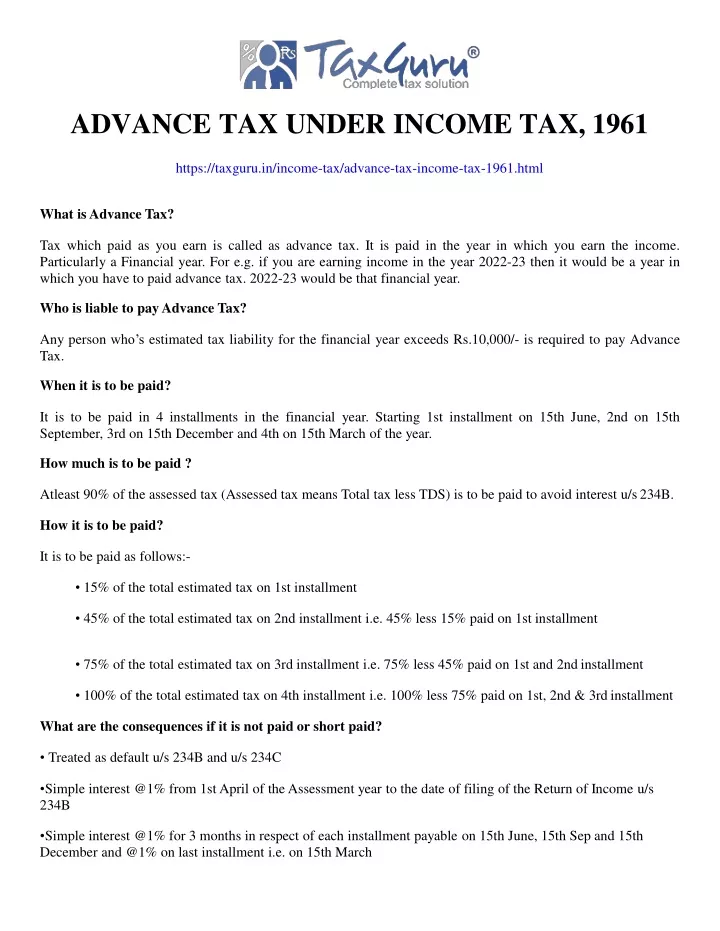 Ppt Advance Tax Under Income Tax 1961 Powerpoint Presentation Free Download Id11382913 1302
