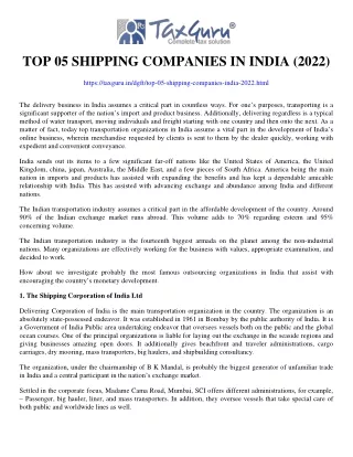 top 05 shipping companies in india 2022