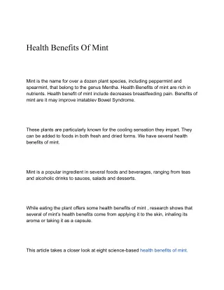 health benefits of mint