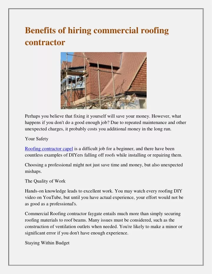 benefits of hiring commercial roofing contractor